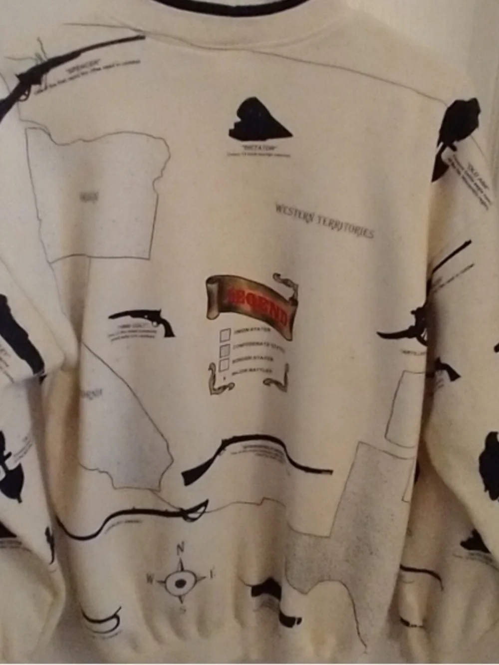 Vintage Art Unlimited Civil War Map Sweatshirt